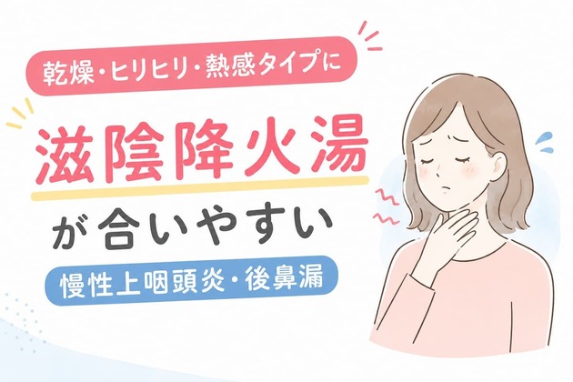 滋陰降火湯が合いやすい慢性上咽頭炎・後鼻漏｜乾燥・ヒリヒリ・熱感タイプ